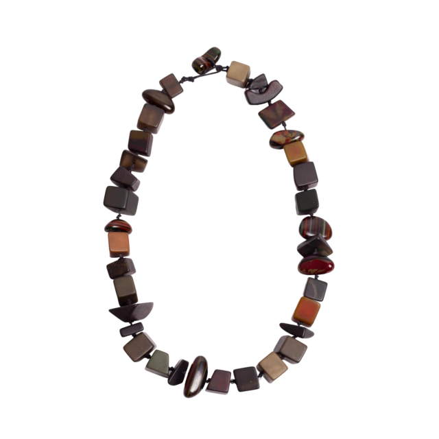 Sobral - Indiana "Cinza" Smokey Gray Mix 70cm Resin Necklace ( 000033 )