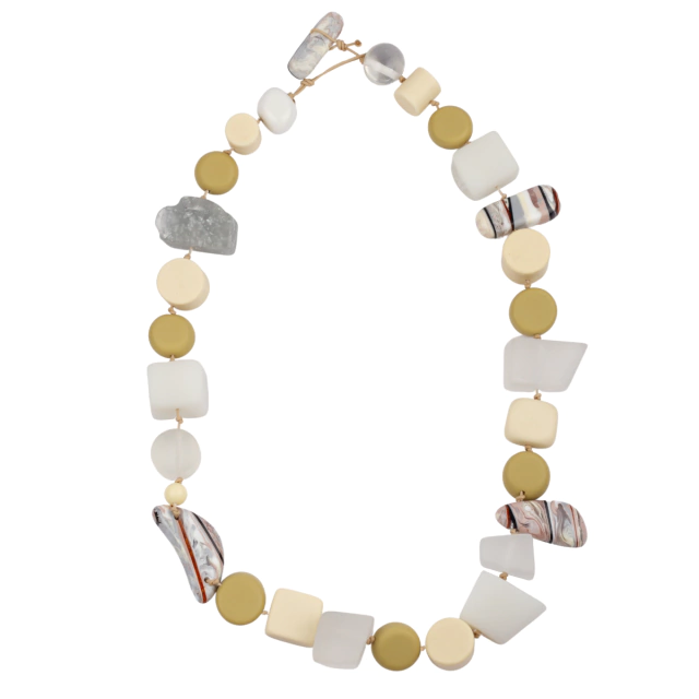 Sobral - Indiana "Marfim" Cream Mix 70cm Resin Necklace ( 000033 )