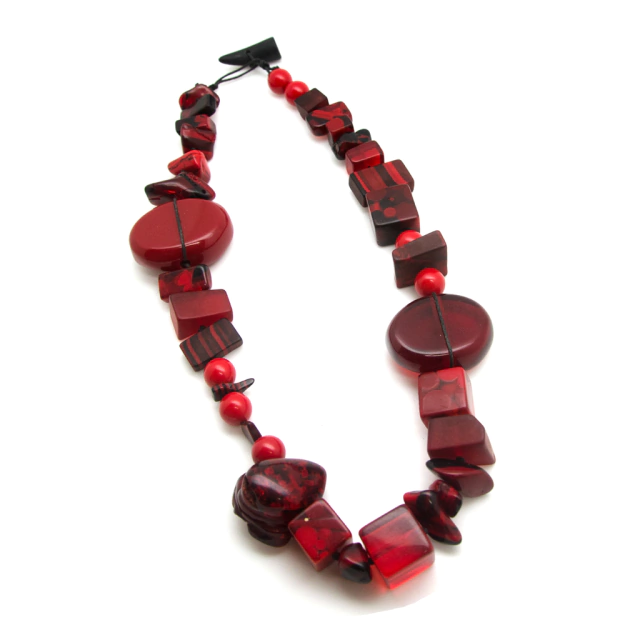 Sobral - Indiana "Vermelho" Red Mix 70cm Resin Necklace ( 000033 )