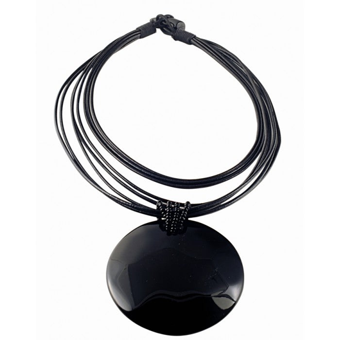 Sobral - Preto "Mila" Black Resin Necklace ( 000040 )