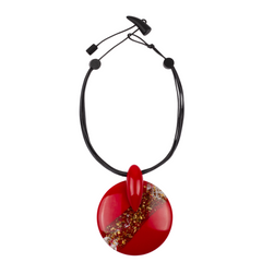 Sobral - Metalique Orlando "Eolia" Red Resin Necklace ( 002858 )