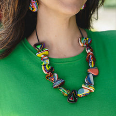 Sobral - Multi-Colour "Anton" Diamante Resin Necklace ( 003614 )