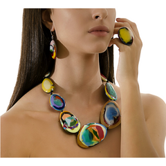 Sobral - Multi-Colour "Gabriele K" Resin Necklace ( 003616 )