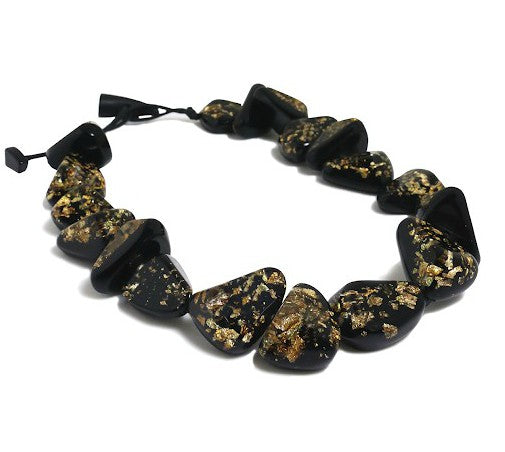 Sobral - Orlando Metalique "Diamond" Black & Gold Resin Necklace ( 003656 )