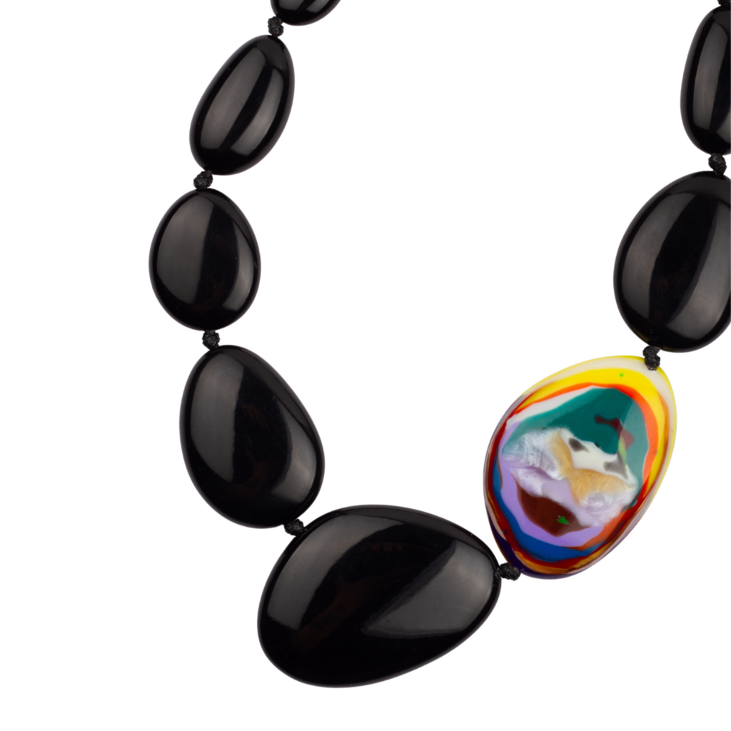Sobral - Multi-Colour "Encantador" Black Resin Necklace ( 004109 )