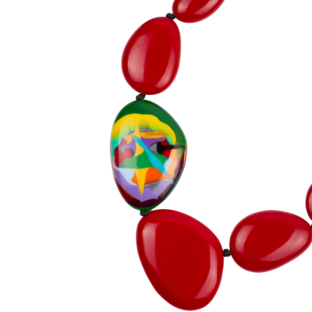 Sobral - Multi-Colour "Encantador" Red Resin Necklace ( 004109 )