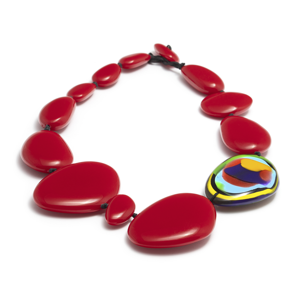 Sobral - Multi-Colour "Encantador" Red Resin Necklace ( 004109 )