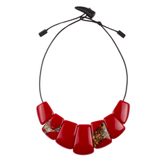 Sobral - Metalique Orlando "Rimla" Red Resin Necklace ( 004144 )