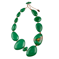 Sobral - Metalique Orlando "Carcassonne" Green Resin Necklace ( 004241 )