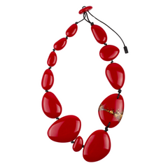 Sobral - Metalique Orlando "Carcassonne" Red Resin Necklace ( 004241 )