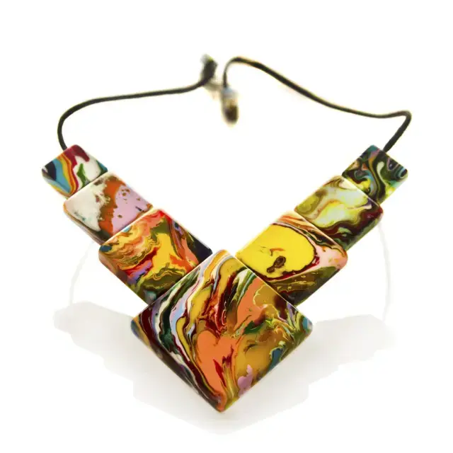 Sobral - Multi-Colour "Jackson" Pollock Resin Necklace ( 004295 )