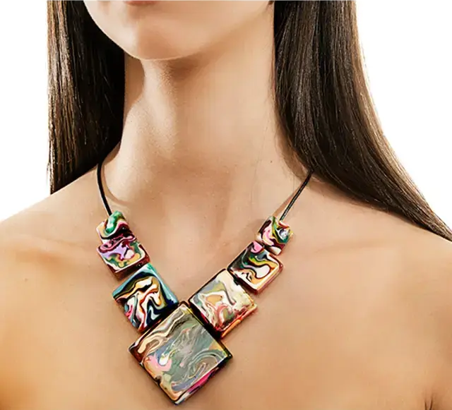 Sobral - Multi-Colour "Jackson" Pollock Resin Necklace ( 004295 )