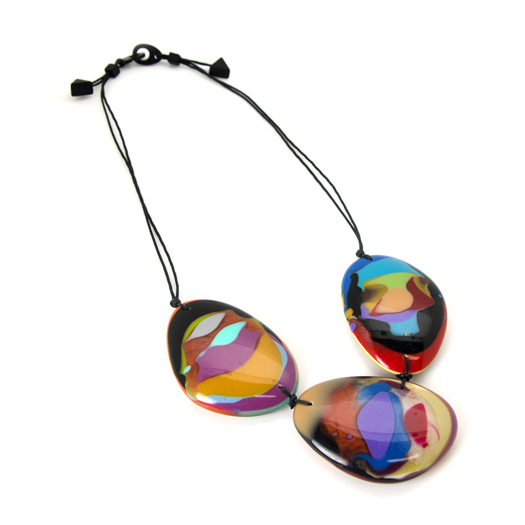Sobral - Multi-Colour "Ebony Efeitos" K.Polido Resin Necklace ( 004334 )