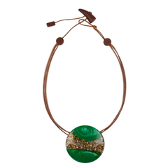 Sobral - Metalique Orlando "Angelina" Green Resin Necklace ( 004438 )