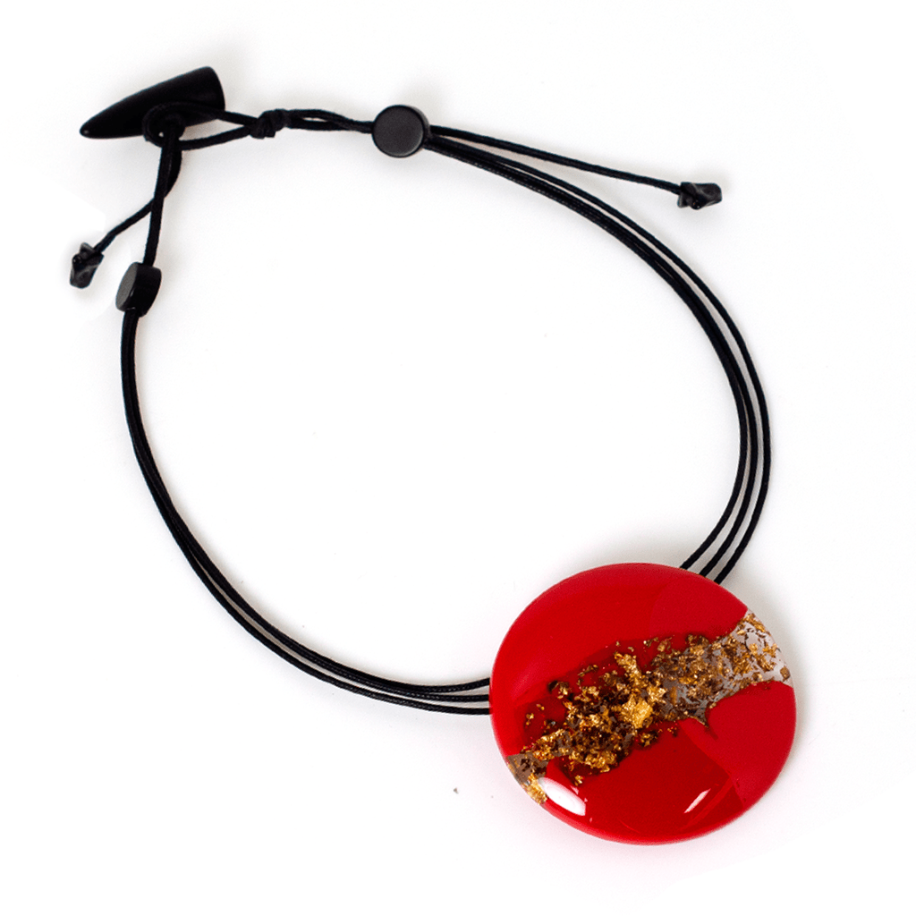 Sobral - Metalique Orlando "Angelina" Red Resin Necklace ( 004438 )