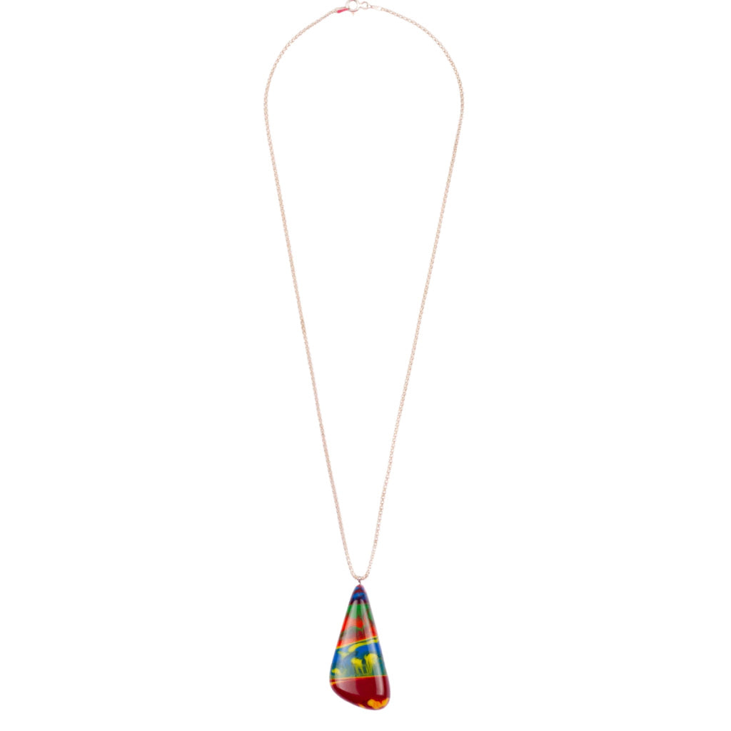 Sobral - Multi-Colour "Vague" Pollock Resin AG Sliver Necklace ( 005328 )