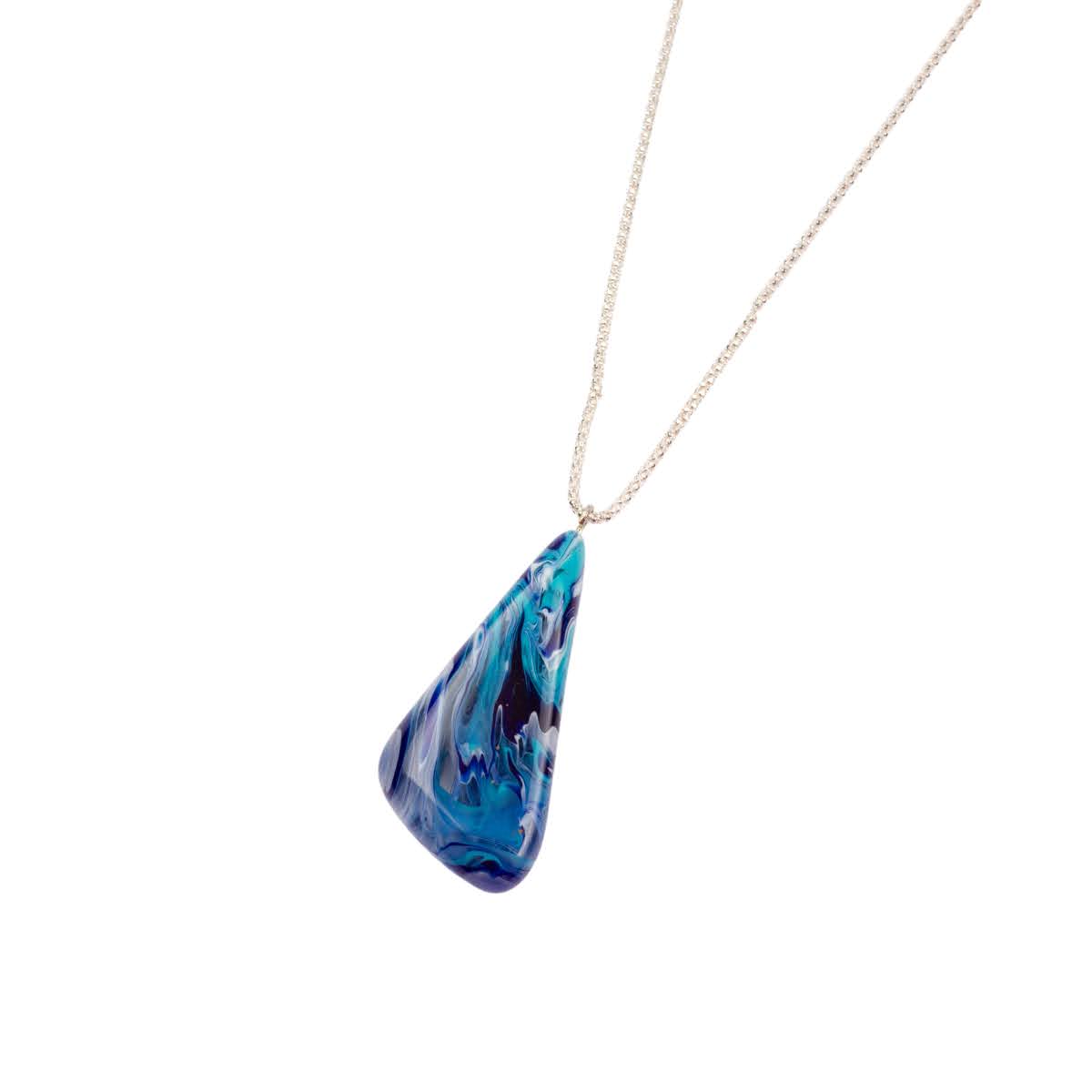 Sobral - Onda Azul "Vague" Resin AG Sliver Necklace ( 005328 )