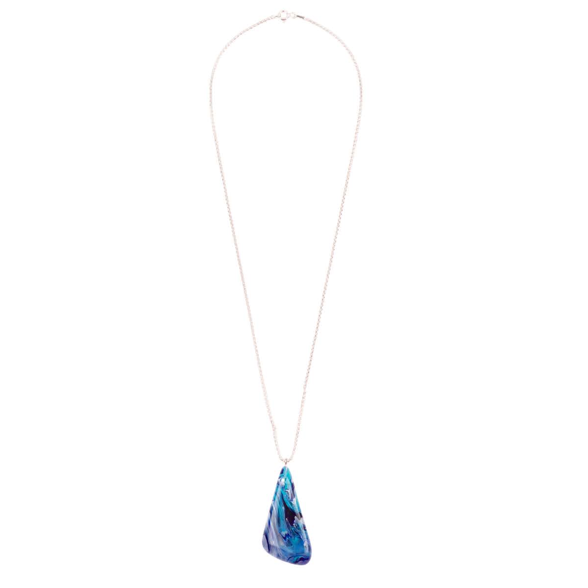 Sobral - Onda Azul "Vague" Resin AG Sliver Necklace ( 005328 )