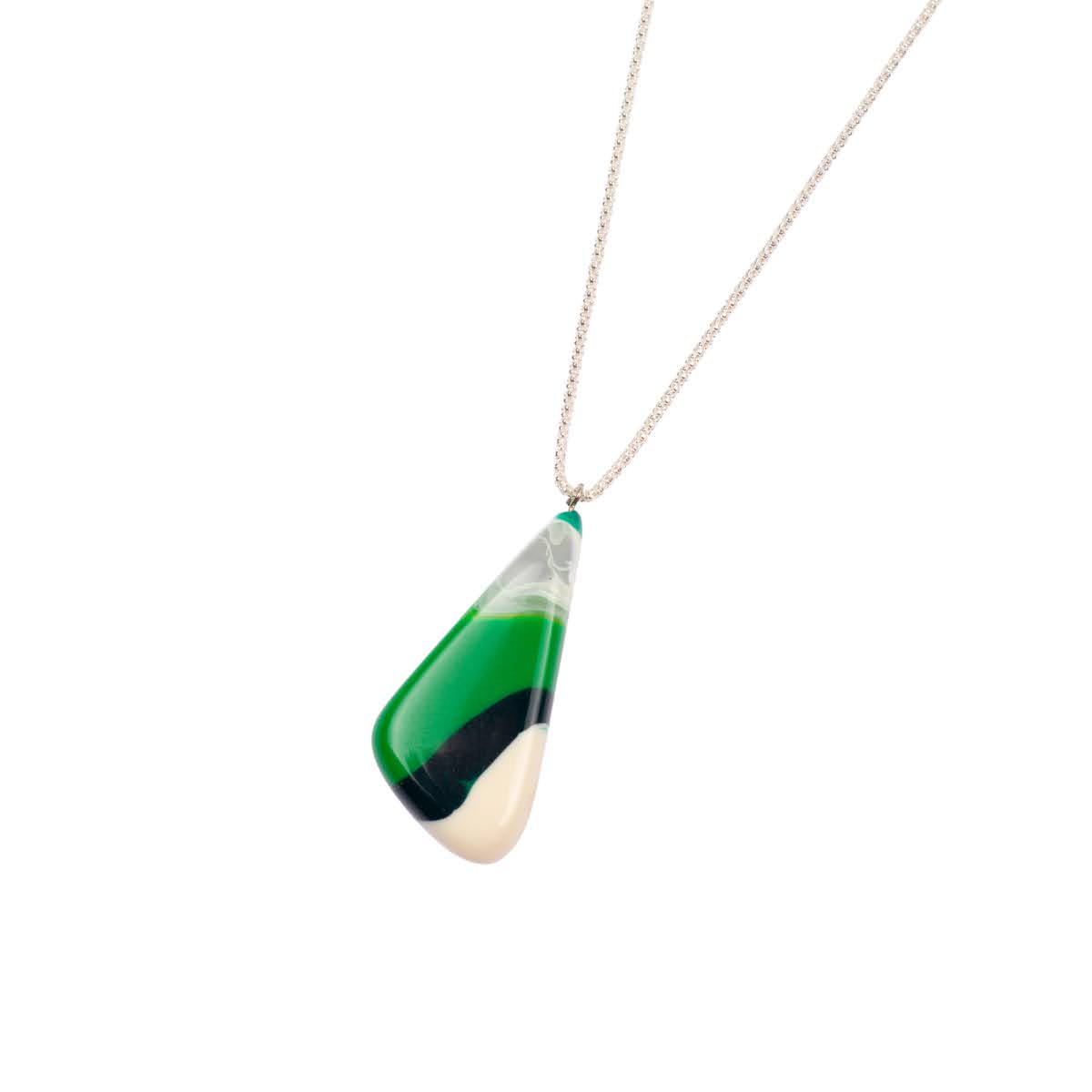 Sobral - Onda Verde "Vague" Resin AG Sliver Necklace ( 005328 )