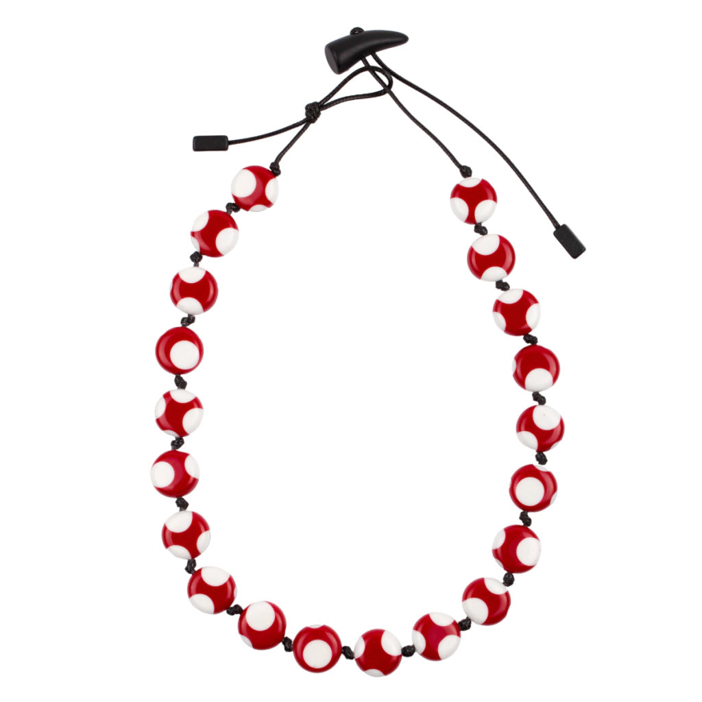 Sobral - Dots "Yoi" Red & White Resin Necklace ( 005358 )