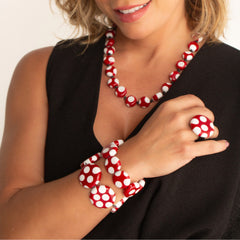 Sobral - Dots "Yoi" Red & White Resin Necklace ( 005358 )