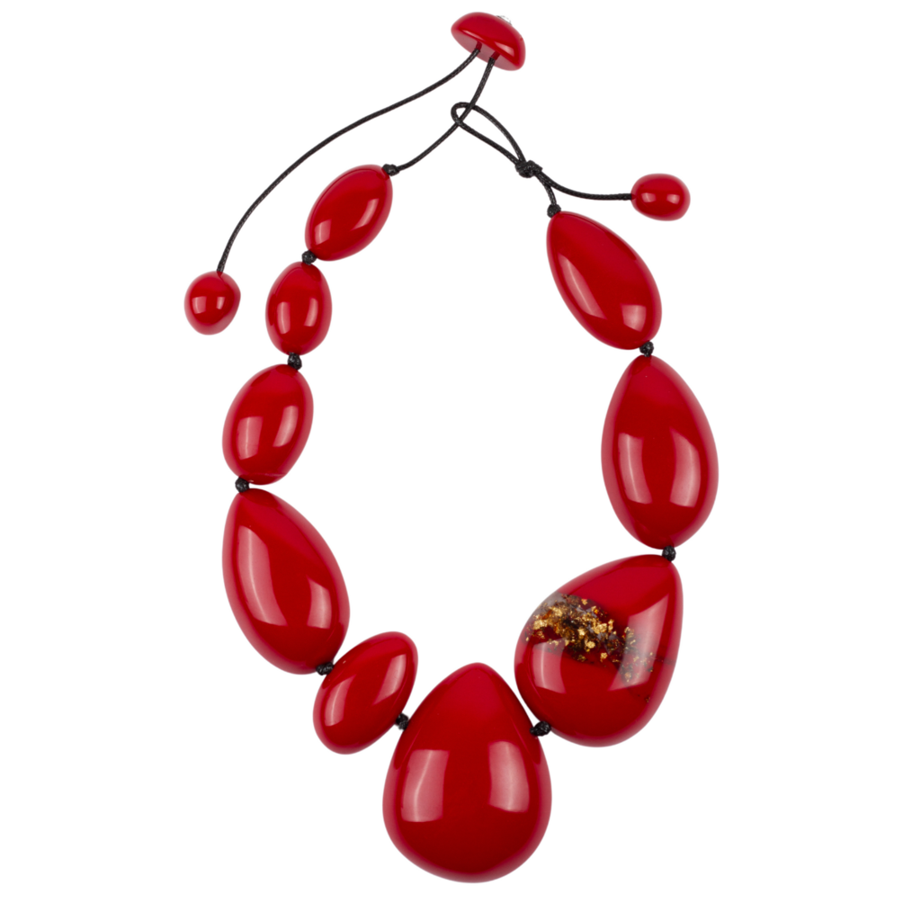 Sobral - Metalique Orlando "Elen" Red Resin Necklace ( 005411 )