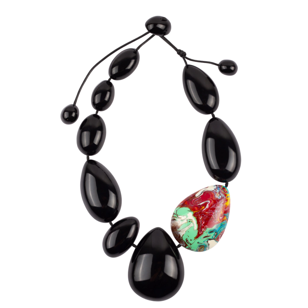 Sobral - Multi-Colour "Elen" Black & Pollock Resin Necklace ( 005411 )