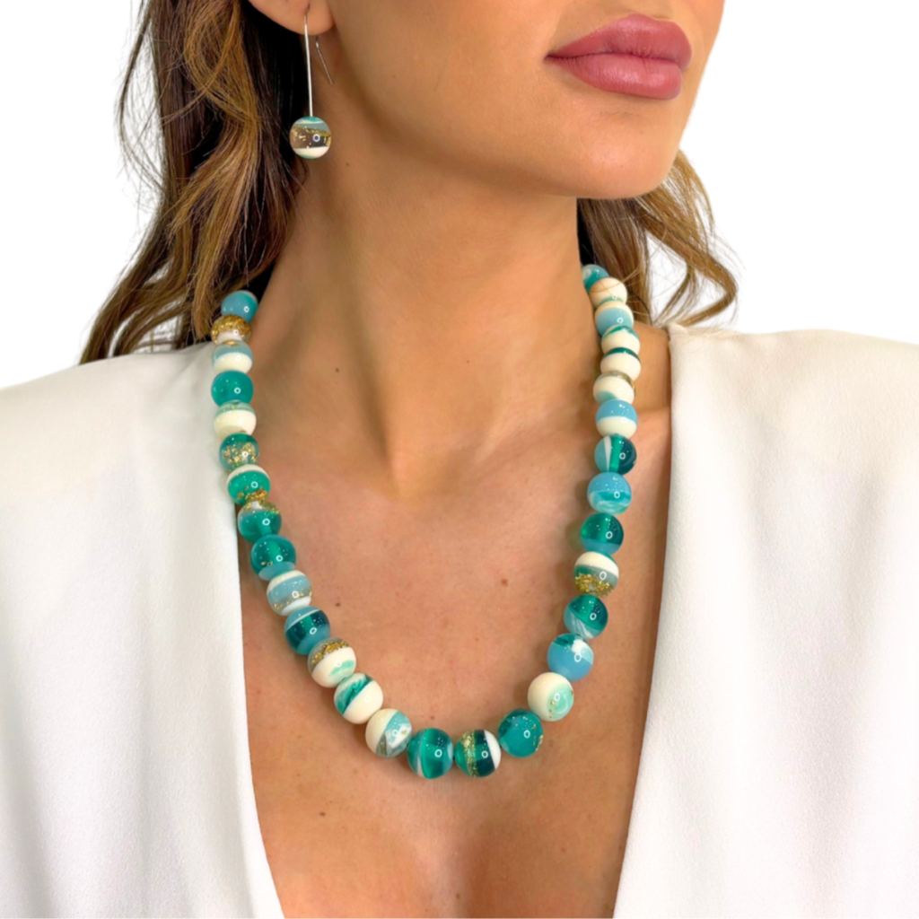 Sobral - Planets "Urano" Neptune Resin Necklace ( 005452 )