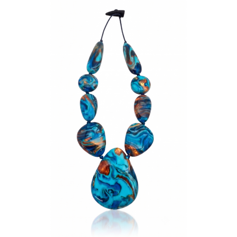Sobral - Noite Estrelada "Bleu" Resin Necklace ( 005546 )