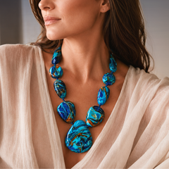 Sobral - Noite Estrelada "Bleu" Resin Necklace ( 005546 )