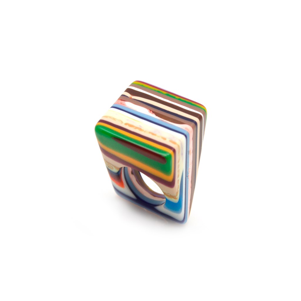 Sobral - Pop Art "Carre" Resin Ring ( 001828 ) - Size UK N / US 6.5