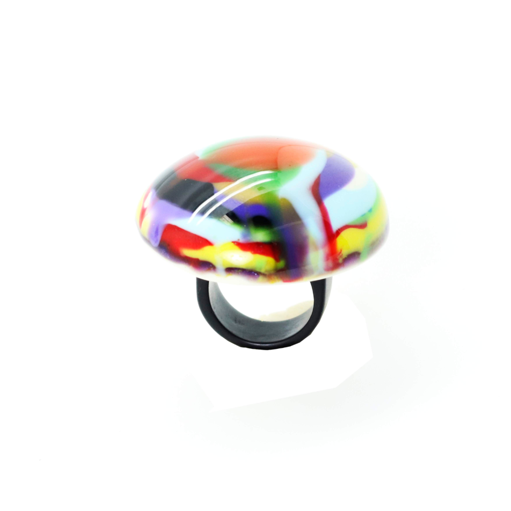 Sobral - Multi-Colour "Moscou K" Resin Ring ( 003605 ) - Size UK N / US 6.5