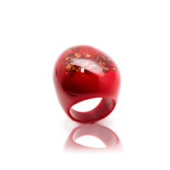 Sobral - Metalique Orlando "Super" Red Resin Ring ( 004337 ) - Size UK _ / US 9
