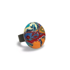 Sobral - Multi-Colour "Bead Efeitos" Pollock Resin Ring ( 004764 ) - Size UK _ / US 10