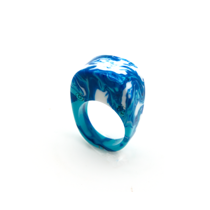 Sobral - Onda Azul "Pat" Blue Resin Ring ( 004857 ) - Size UK Q / US 8