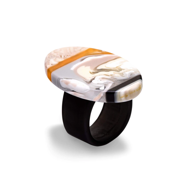 Sobral - Lágrima D'or "Pesponto" Resin Ring ( 004925 ) - Size UK S / US 9