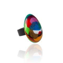 Sobral - Multi-Colour "K" Resin Ring ( 005146 ) - Size UK M / US 6