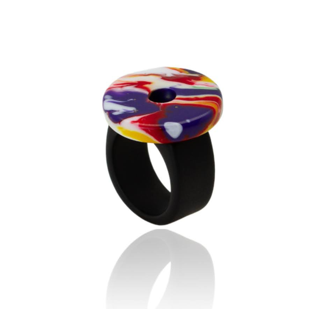 Sobral - Multi-Colour "Pi Pitágoras" Pollock Resin Ring ( 005256 ) - Size UK R / US 8