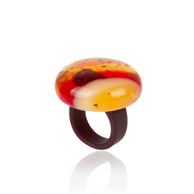 Sobral - Eco Amber "Onda" Resin Ring ( 005324 ) - Size UK S  / US 9