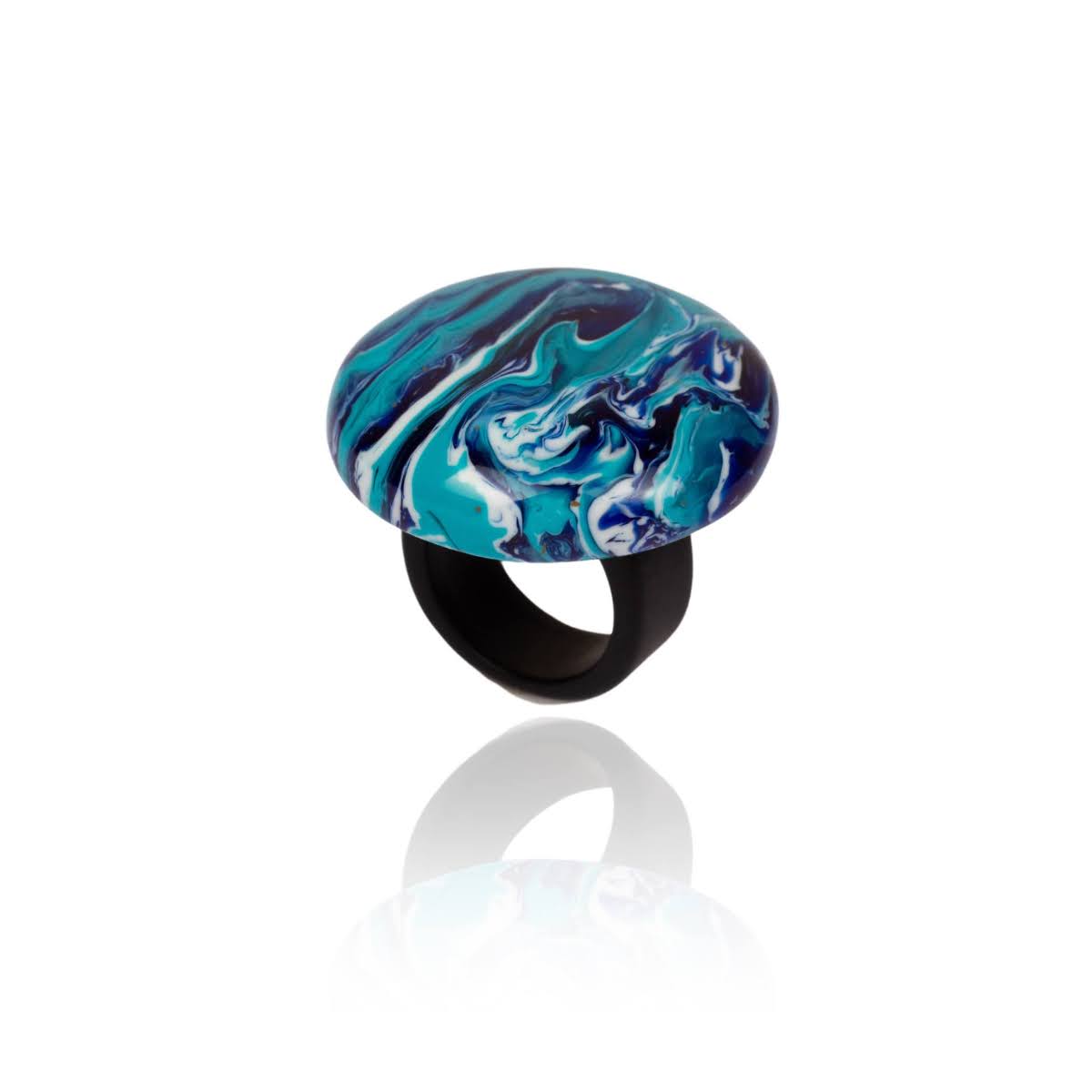 Sobral - Onda Azul "Onda Circle" Blue Resin Ring ( 005324 ) - Size UK N / US 6.5
