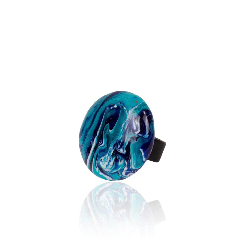 Sobral - Onda Azul "Onda Circle" Blue Resin Ring ( 005324 ) - Size UK N / US 6.5