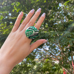 Sobral - Onda Verde "Onda Circle" Green Resin Ring ( 005324 ) - Size UK V / US 10.5