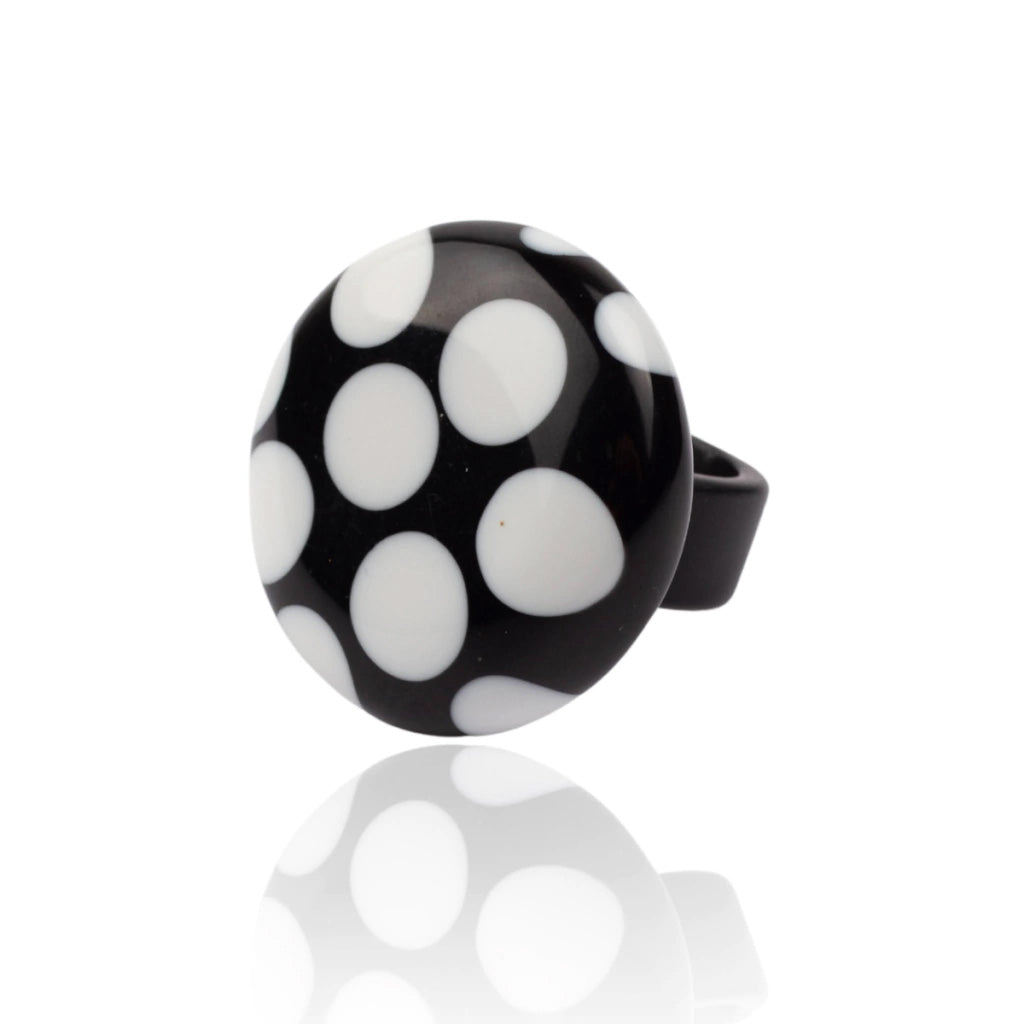 Sobral - Dots "Dots" Black & White Resin Ring ( 005354 ) - Size UK V / US 10.5