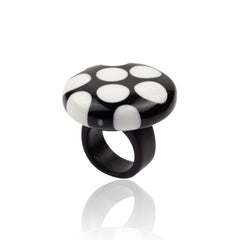 Sobral - Dots "Dots" Black & White Resin Ring ( 005354 ) - Size UK S / US 9