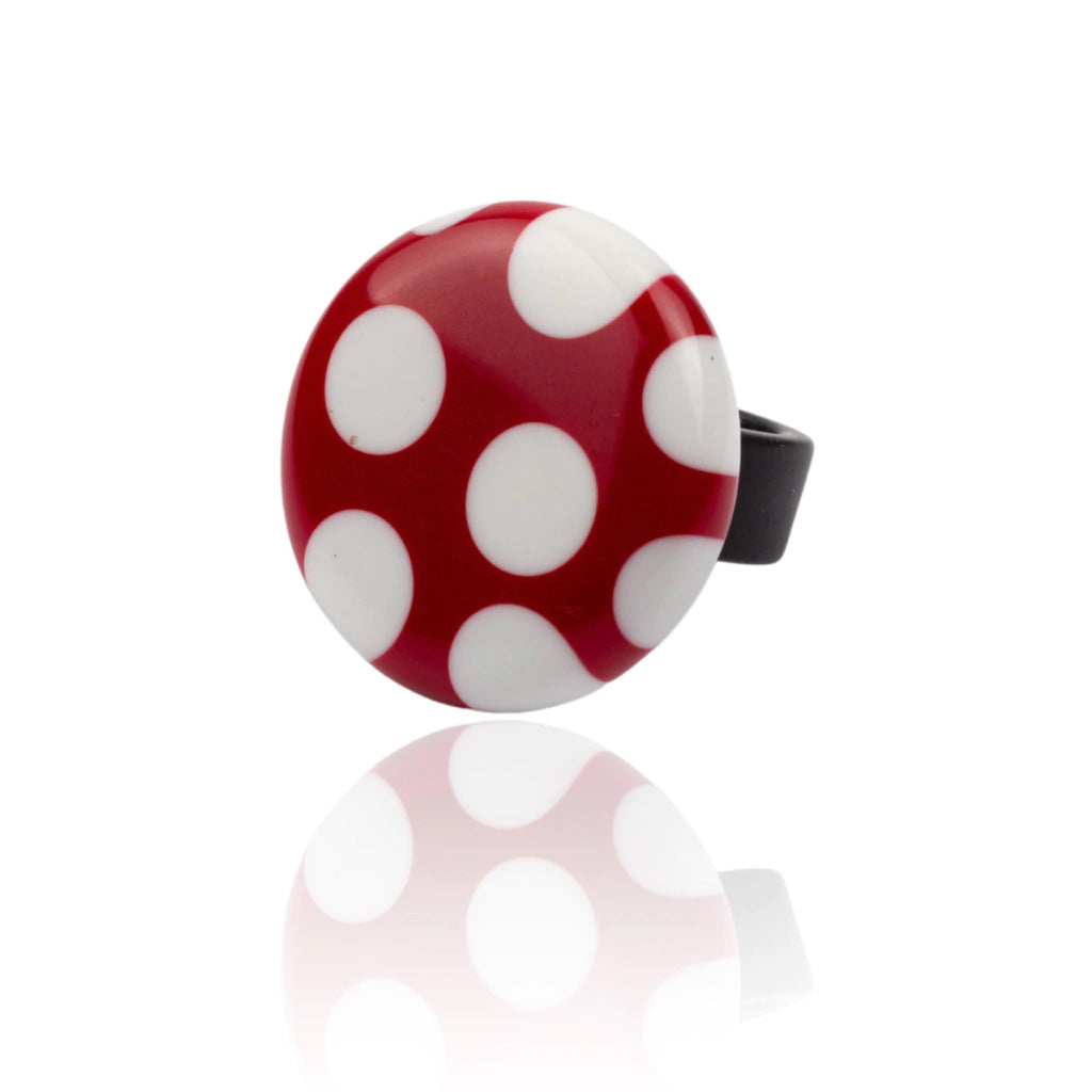 Sobral - Dots "Dots" Red & White Resin Ring ( 005354 ) - Size UK Q / US 8