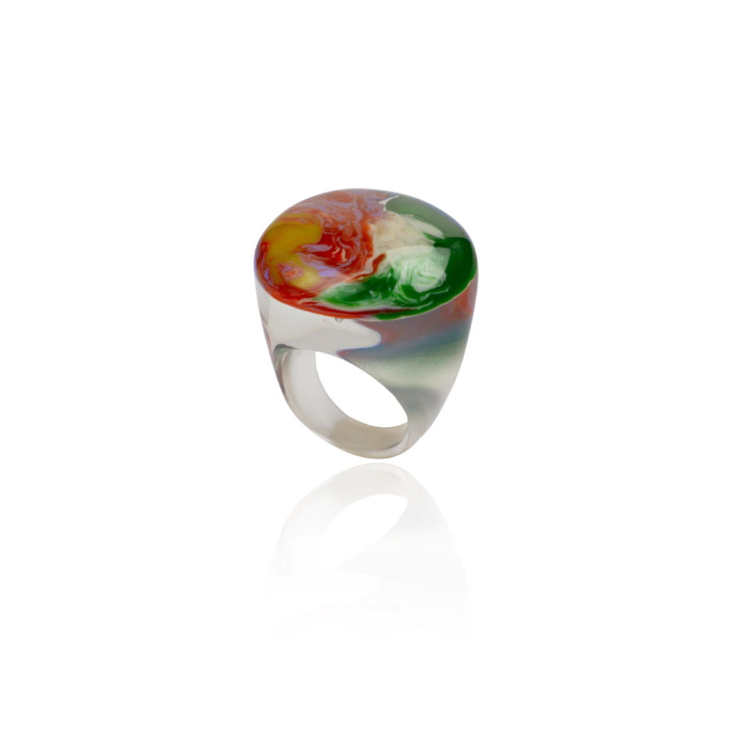 Sobral - Planets "Saturno" Pollock Resin Ring ( 005457 ) - Size UK S / US 9