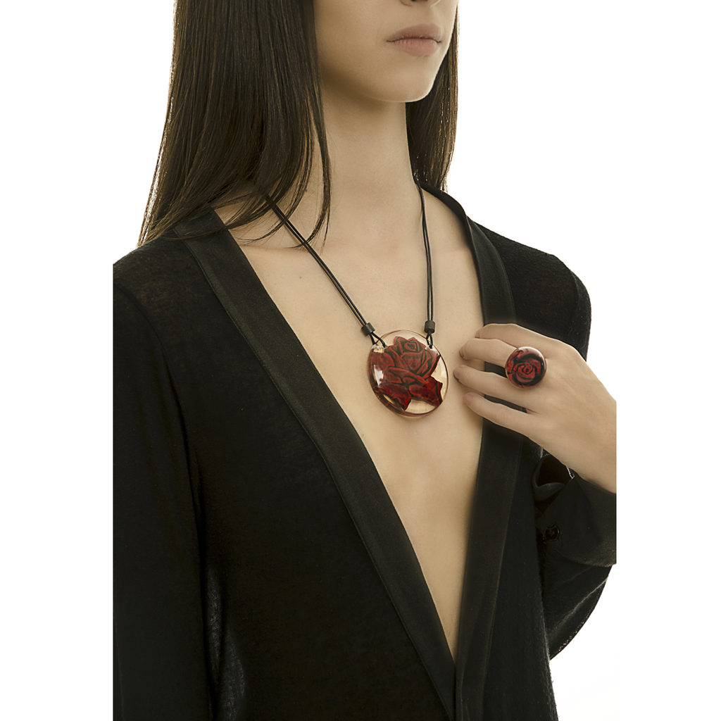 Sobral - Roses "Dukat Inteiro" Resin Ring ( 003852 ) - Size UK _ / US _