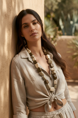 Jackie Brazil "Natural" Boheme Large Stones Long 75cm Resin Necklace ( N0425 )