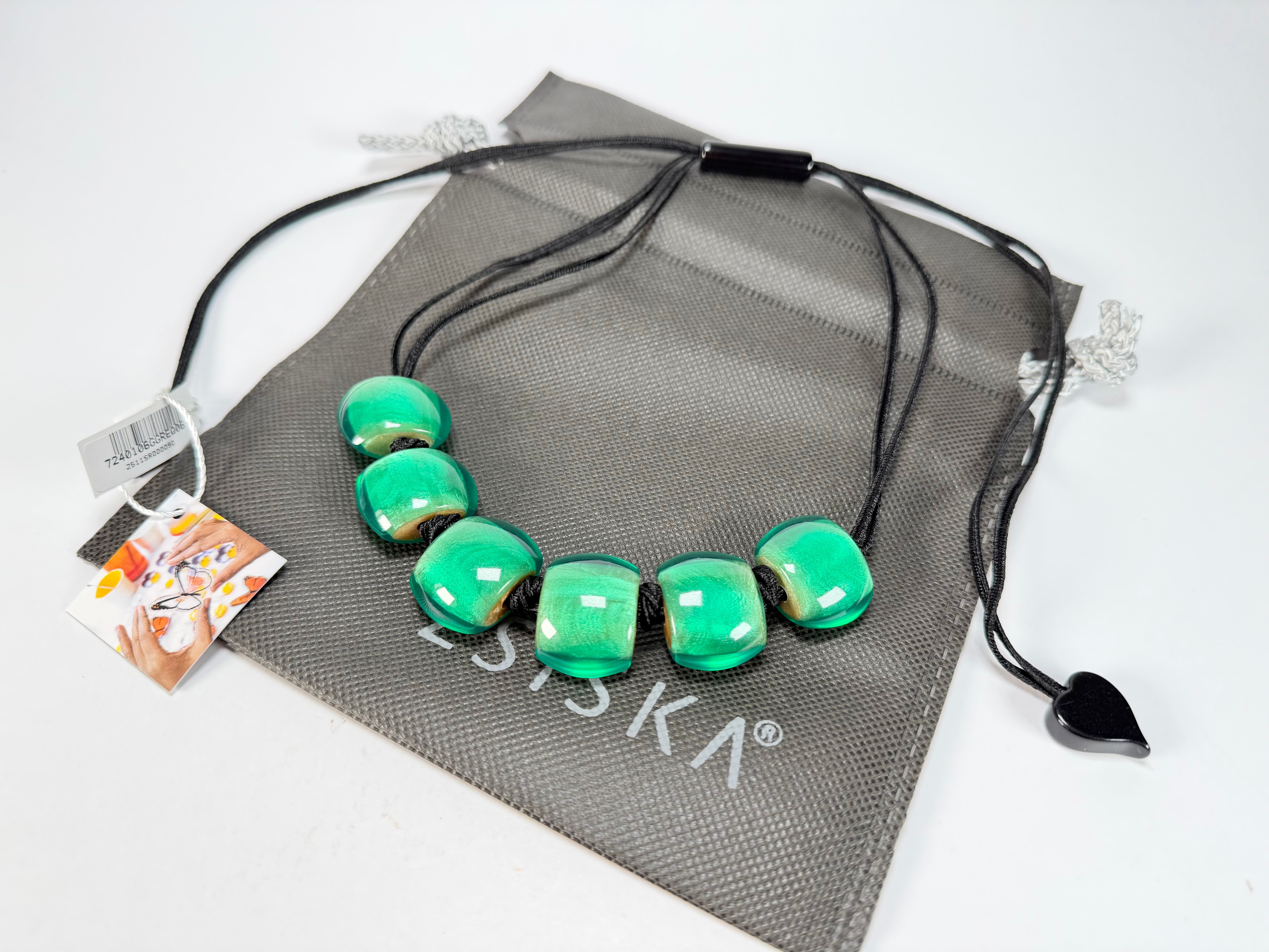 Zsiska - Bellissima 6 Bead Galaxy Green Resin Necklace ( 7240106GGREQ06  )