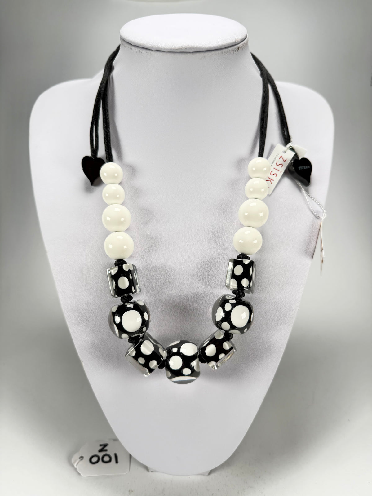 Zsiska - Itsy Bitsy Black & White Resin Necklace ( 9410101BLWHQ15 )